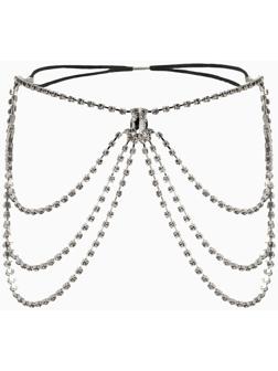 Бодичейн на бедро со стразами «Шахерезада», белая в серебре