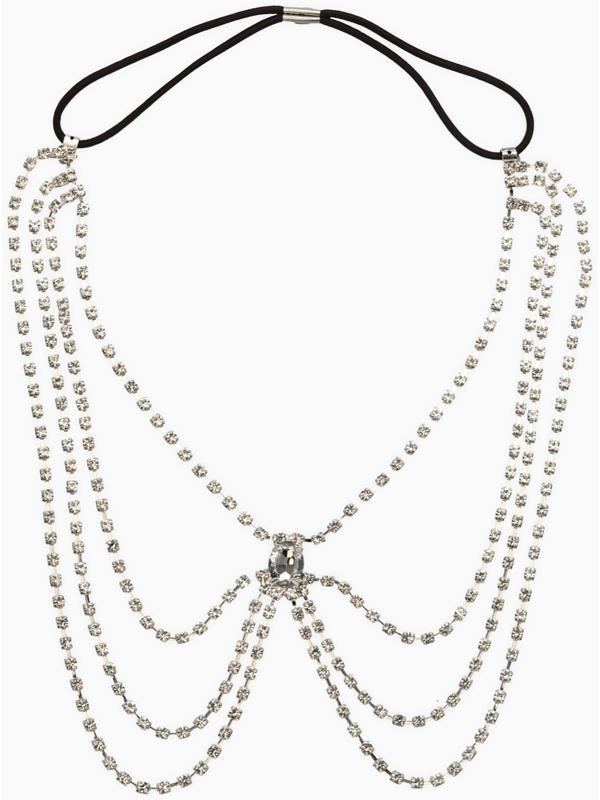 Бодичейн на бедро со стразами «Шахерезада», белая в серебре