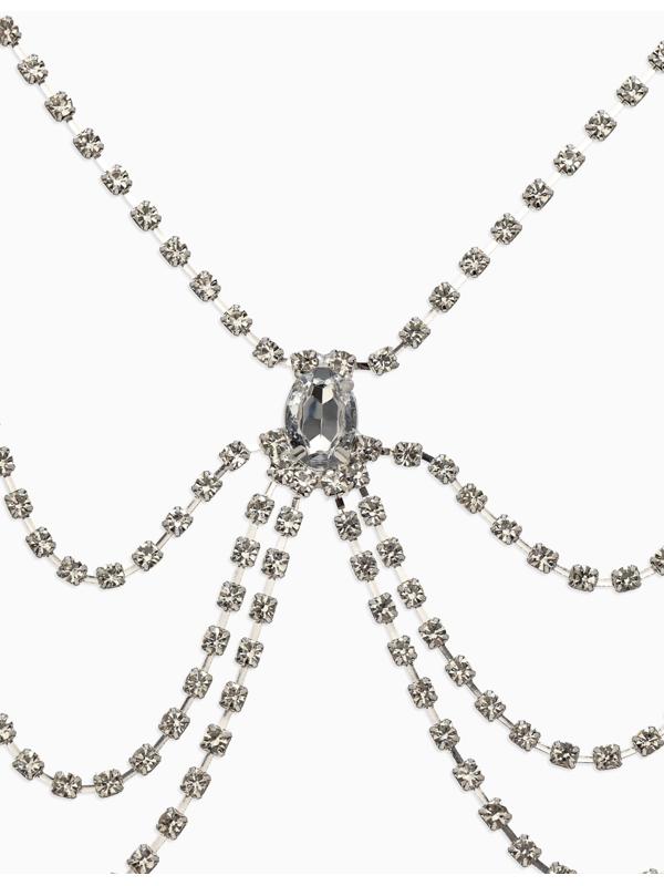 Бодичейн на бедро со стразами «Шахерезада», белая в серебре