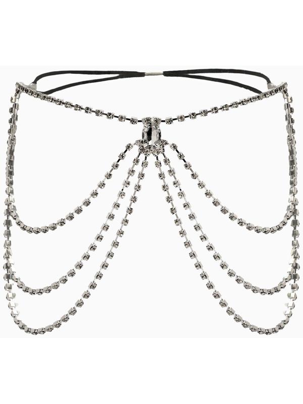 Бодичейн на бедро со стразами «Шахерезада», белая в серебре