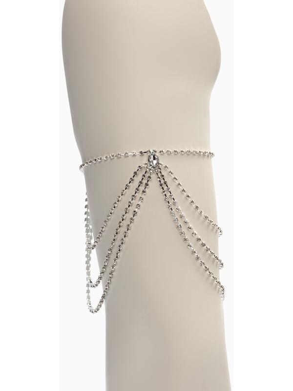Бодичейн на бедро со стразами «Шахерезада», белая в серебре