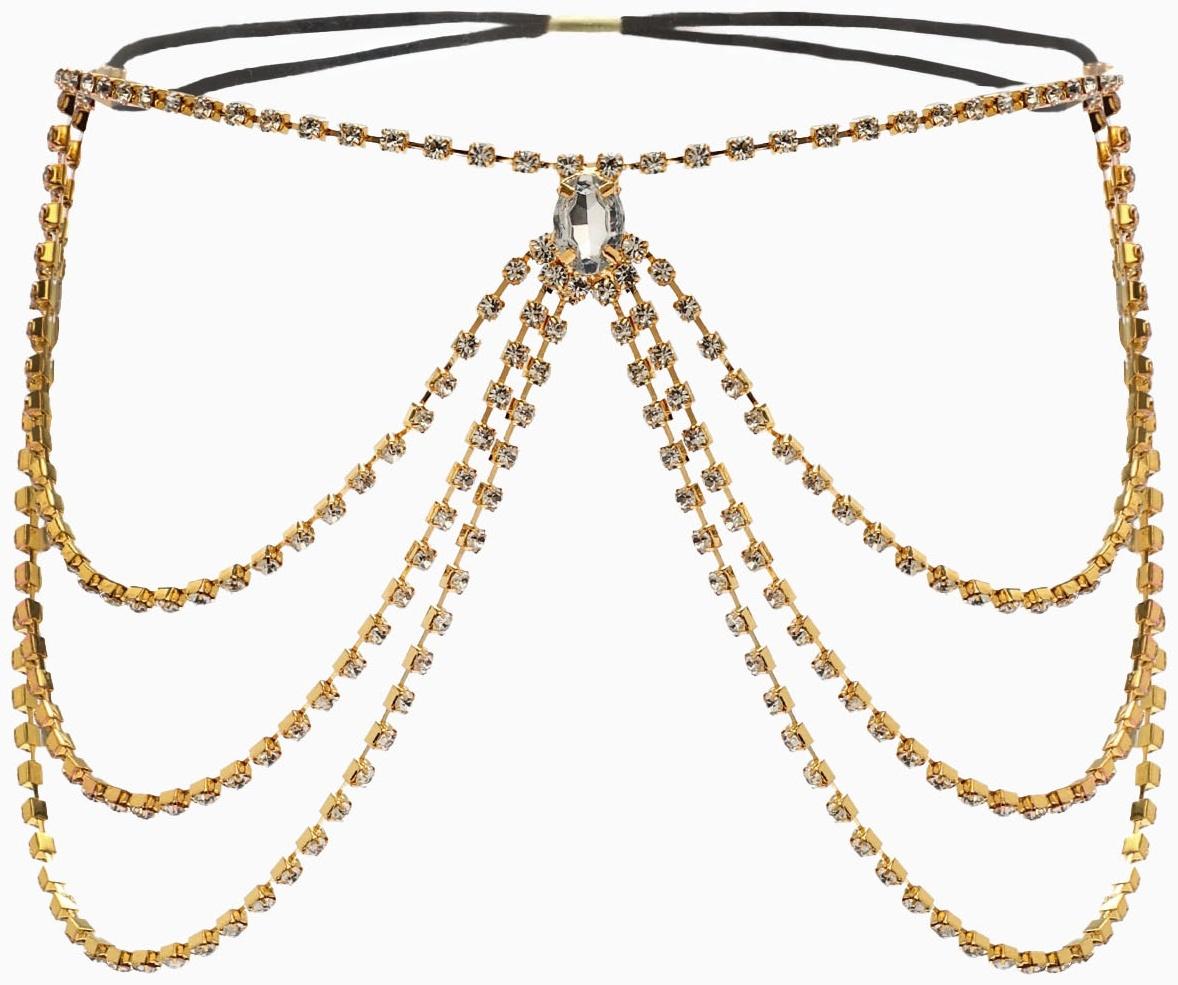 Бодичейн на бедро со стразами «Шахерезада», белая в золоте