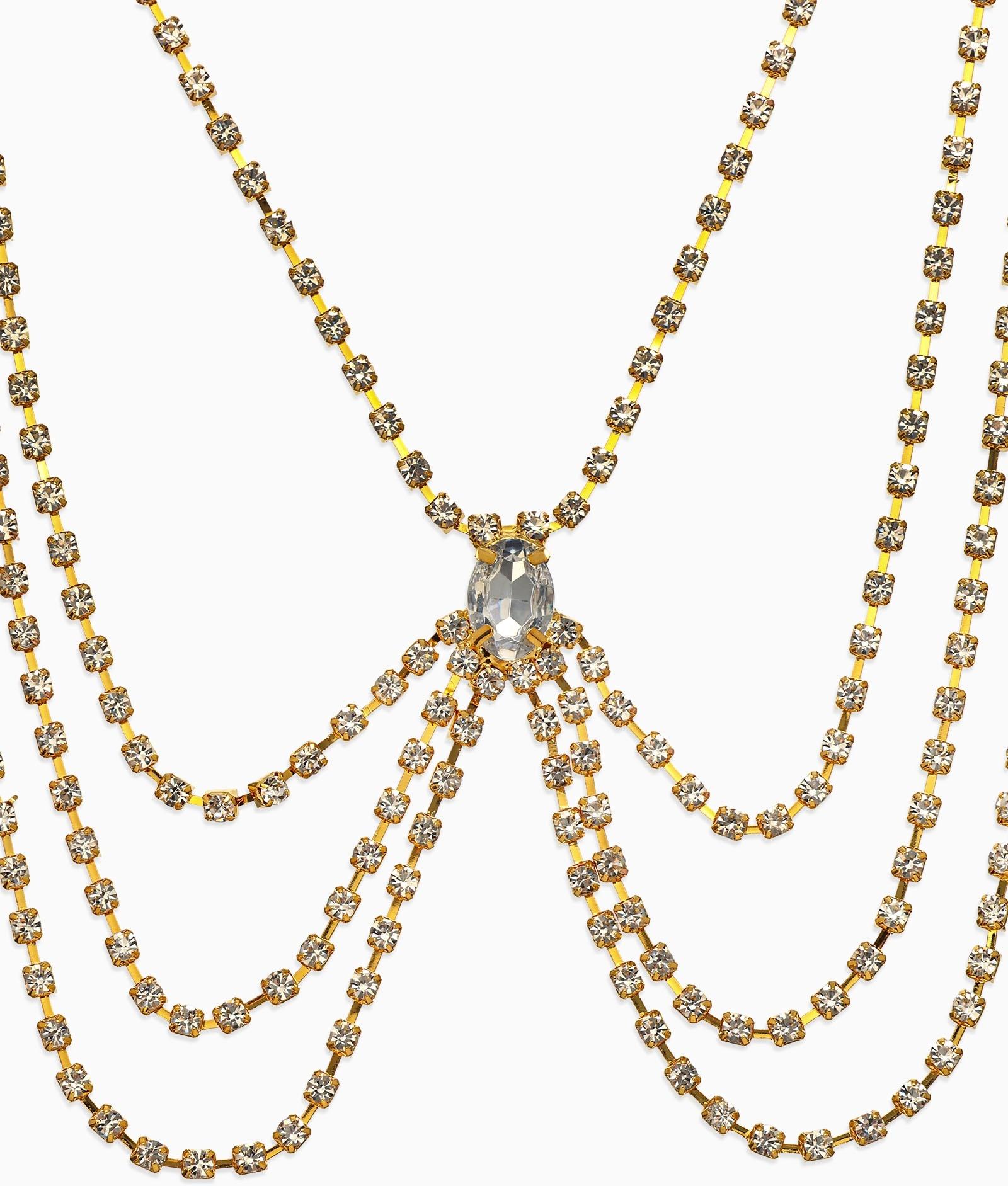 Бодичейн на бедро со стразами «Шахерезада», белая в золоте