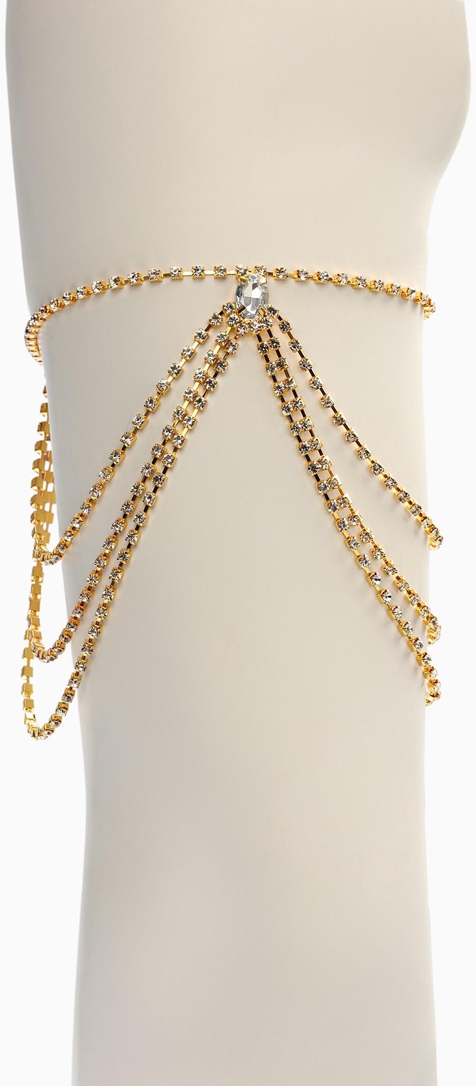 Бодичейн на бедро со стразами «Шахерезада», белая в золоте