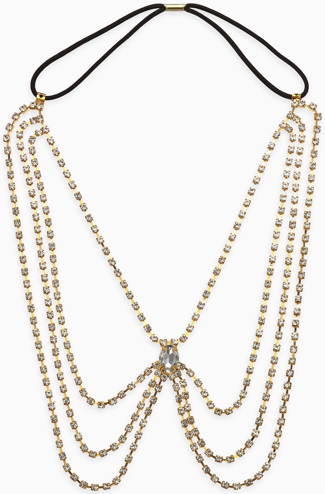 Бодичейн на бедро со стразами «Шахерезада», белая в золоте