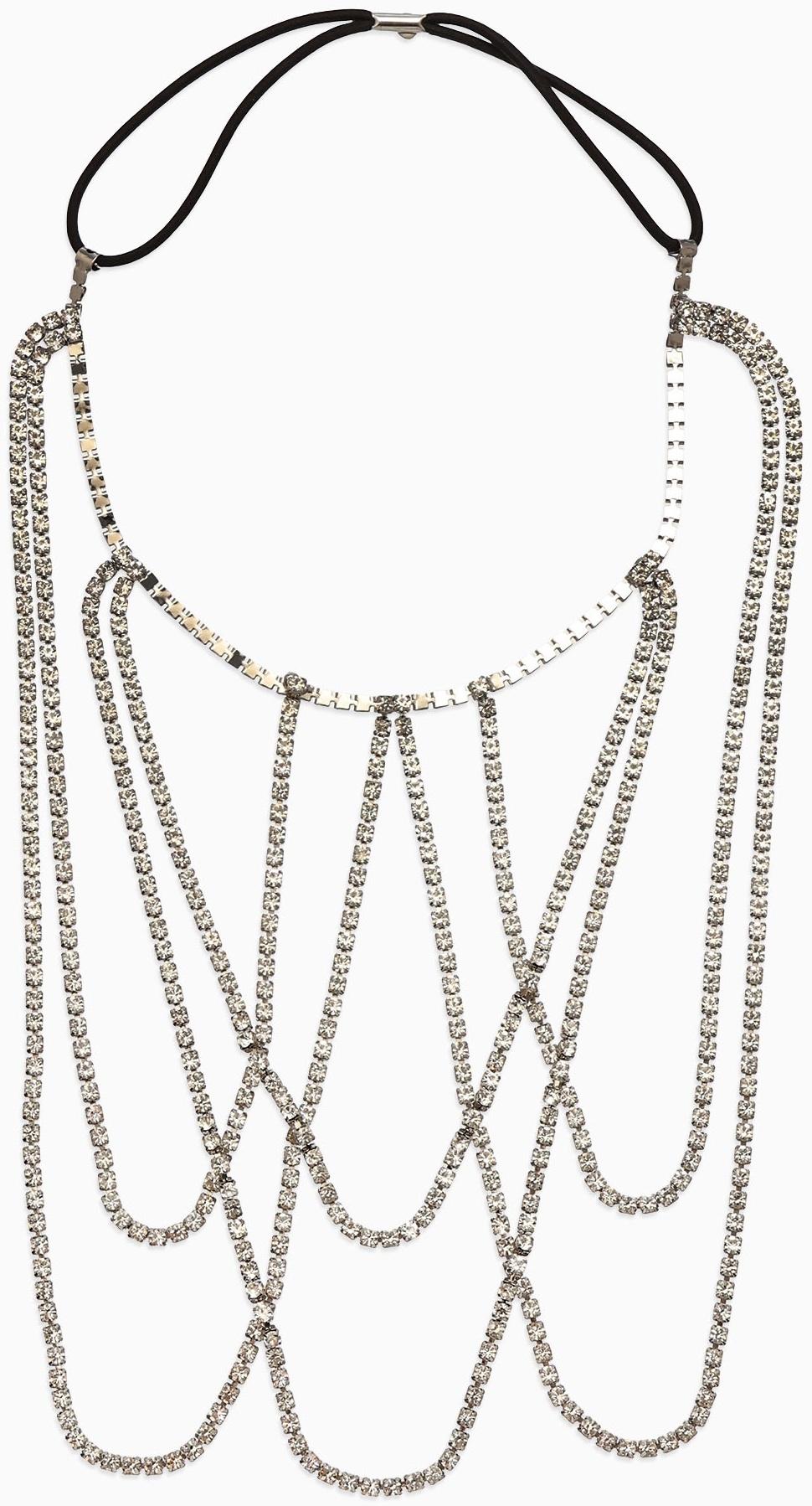 Бодичейн на бедро со стразами «Ярусы», белая в серебре