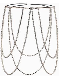 Бодичейн на бедро со стразами «Ярусы», белая в серебре