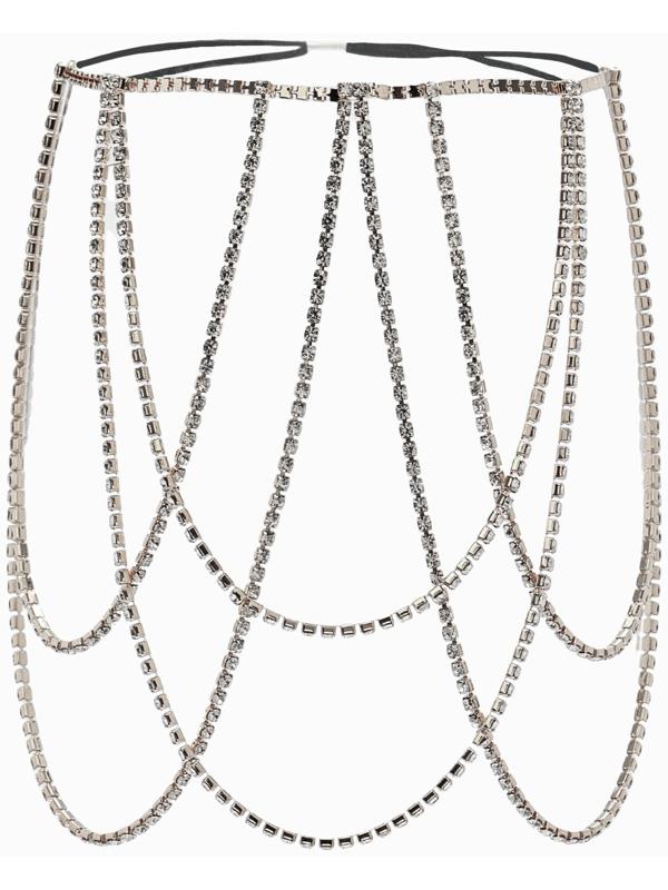 Бодичейн на бедро со стразами «Ярусы», белая в серебре