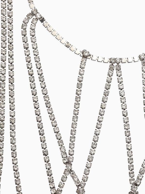 Бодичейн на бедро со стразами «Ярусы», белая в серебре