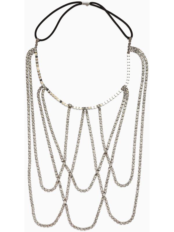 Бодичейн на бедро со стразами «Ярусы», белая в серебре