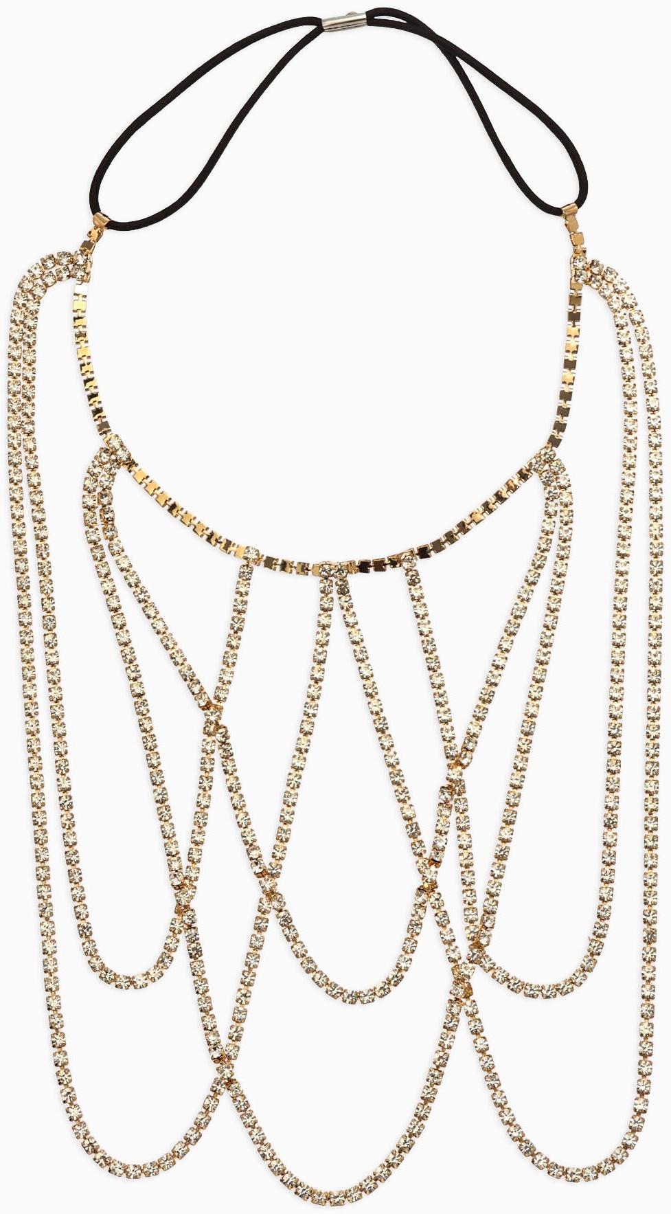 Бодичейн на бедро со стразами «Ярусы», белая в золоте