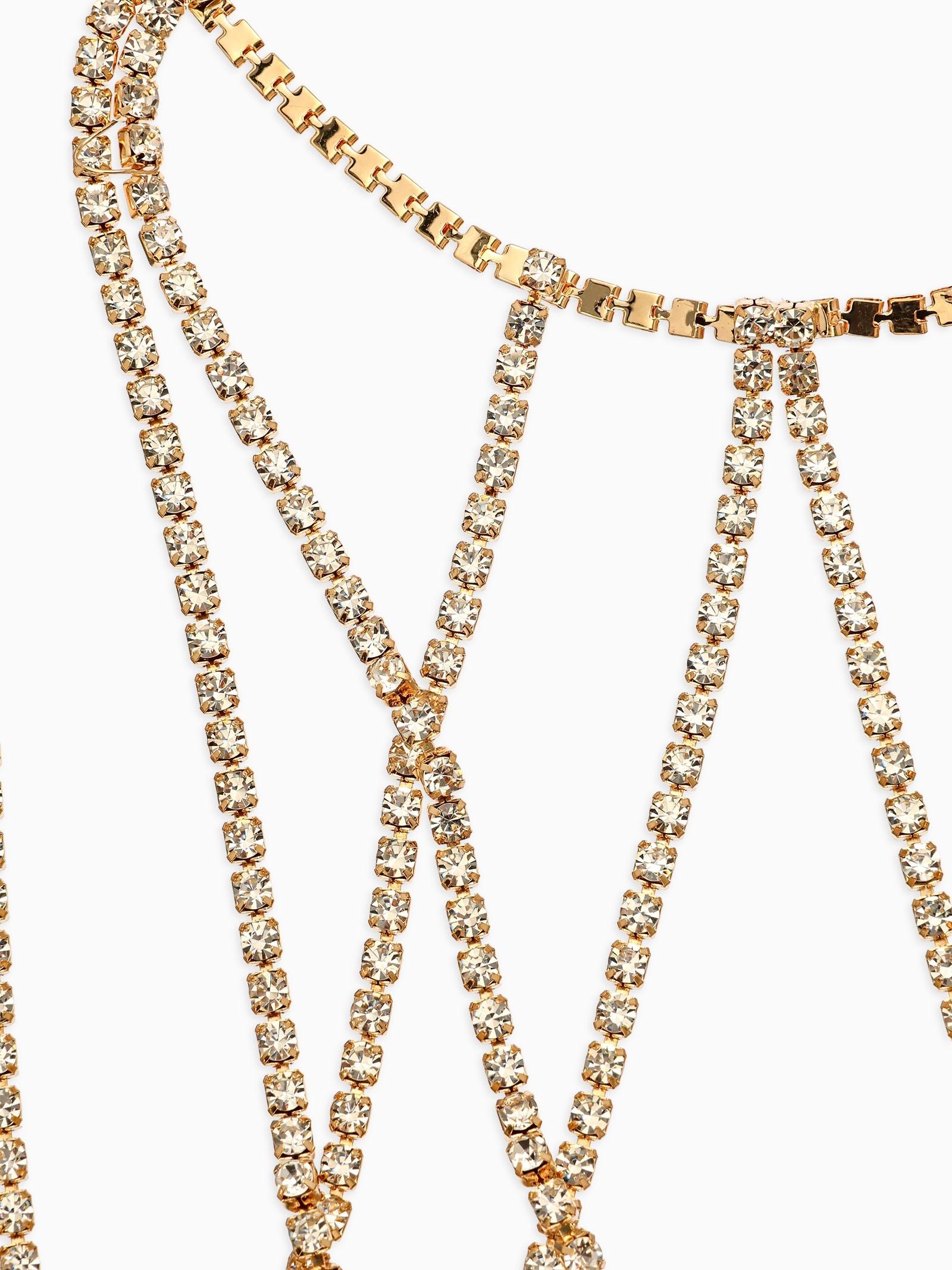 Бодичейн на бедро со стразами «Ярусы», белая в золоте