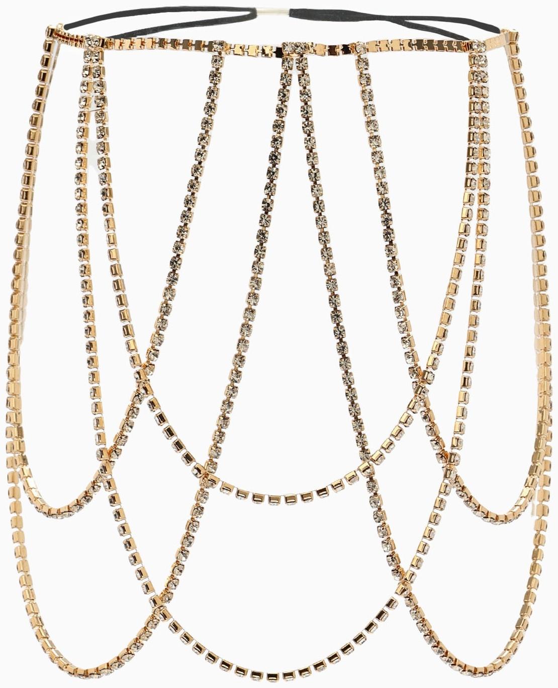 Бодичейн на бедро со стразами «Ярусы», белая в золоте