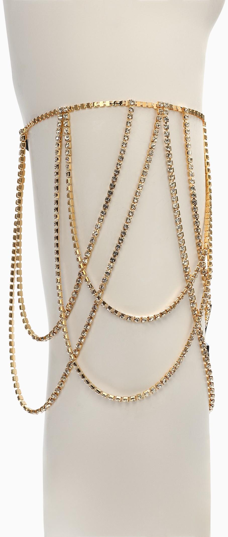 Бодичейн на бедро со стразами «Ярусы», белая в золоте