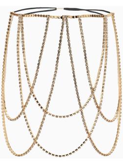 Бодичейн на бедро со стразами «Ярусы», белая в золоте