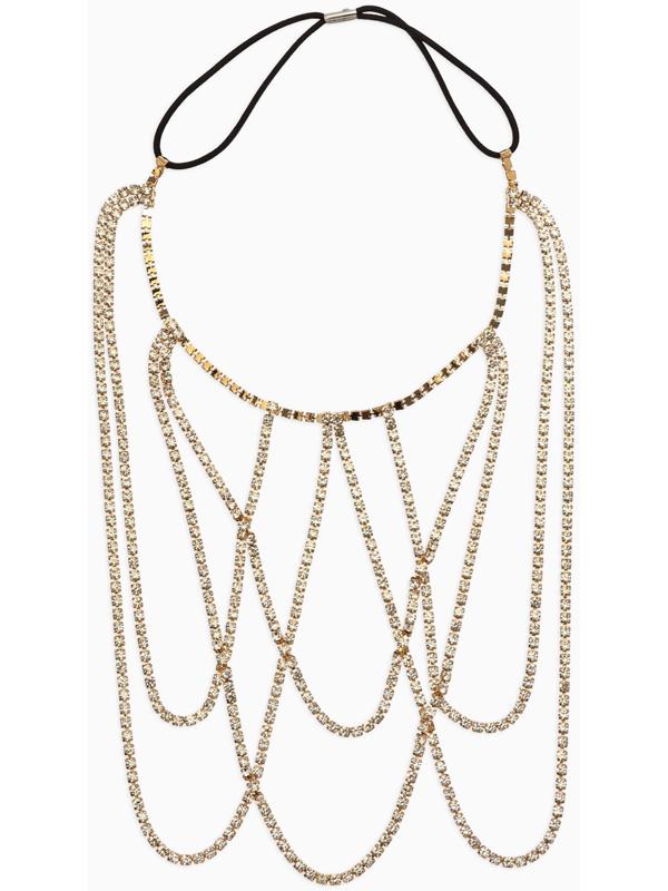 Бодичейн на бедро со стразами «Ярусы», белая в золоте