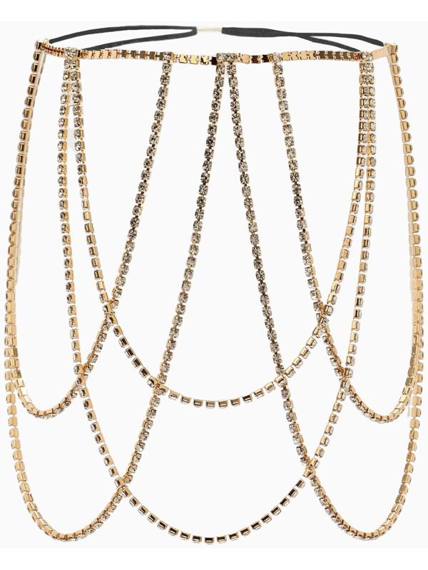 Бодичейн на бедро со стразами «Ярусы», белая в золоте