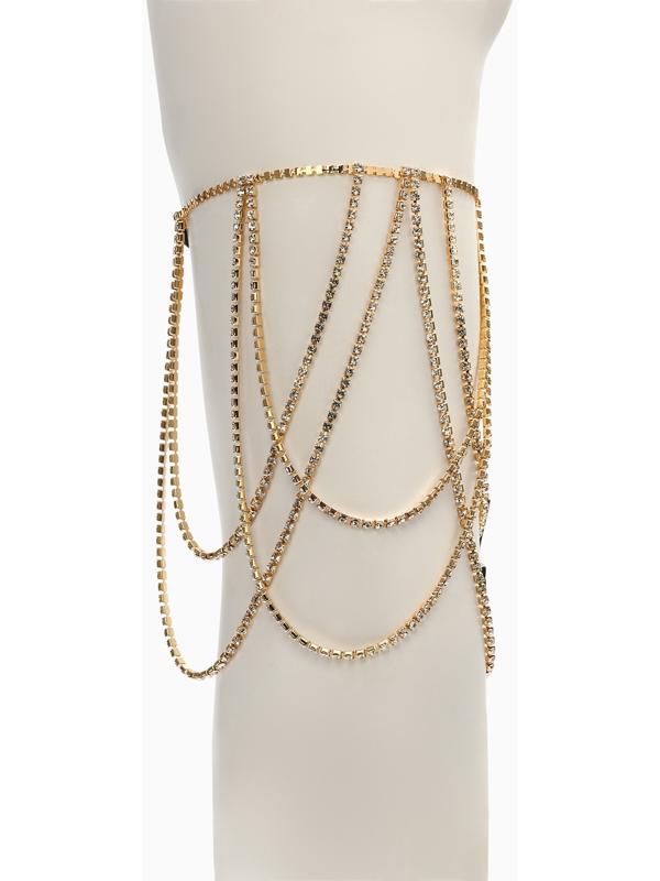 Бодичейн на бедро со стразами «Ярусы», белая в золоте