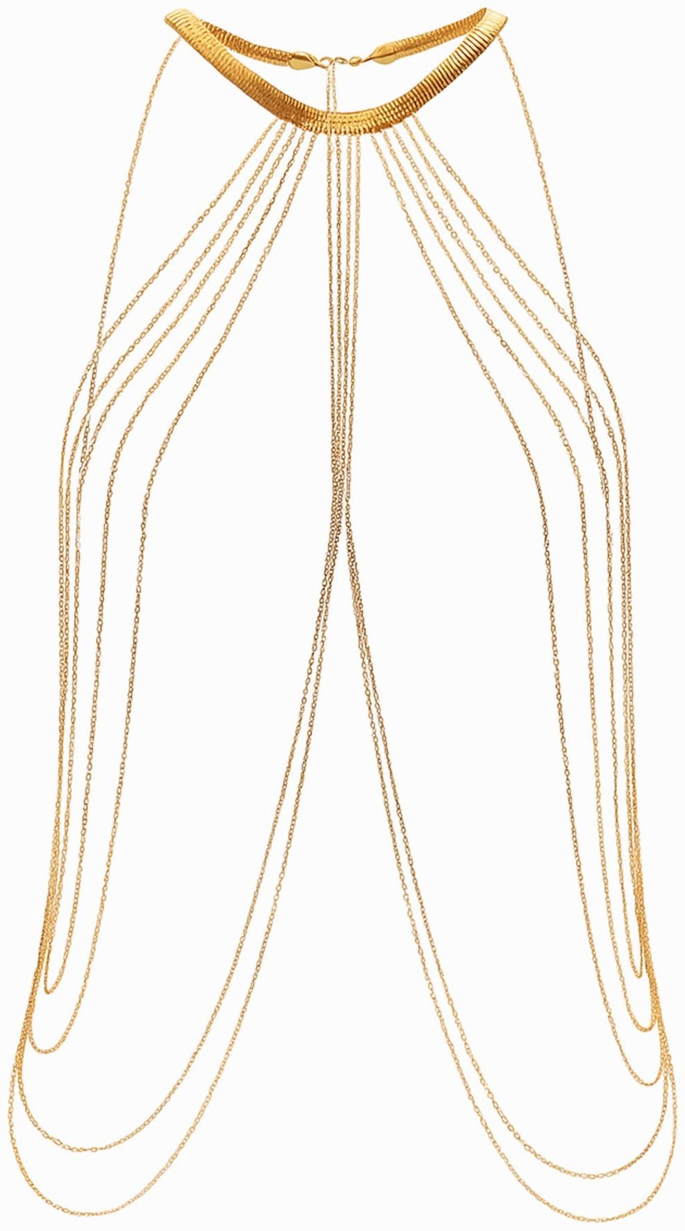 Бодичейн на тело, цепочки, 55 см, цвет золото
