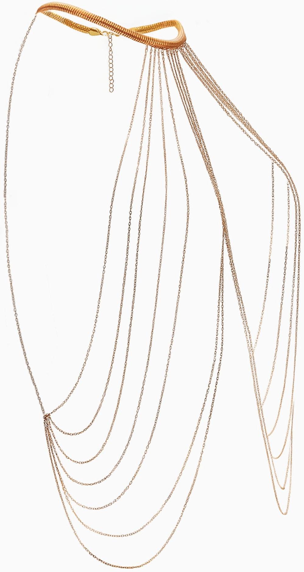 Бодичейн на тело, цепочки, 55 см, цвет золото