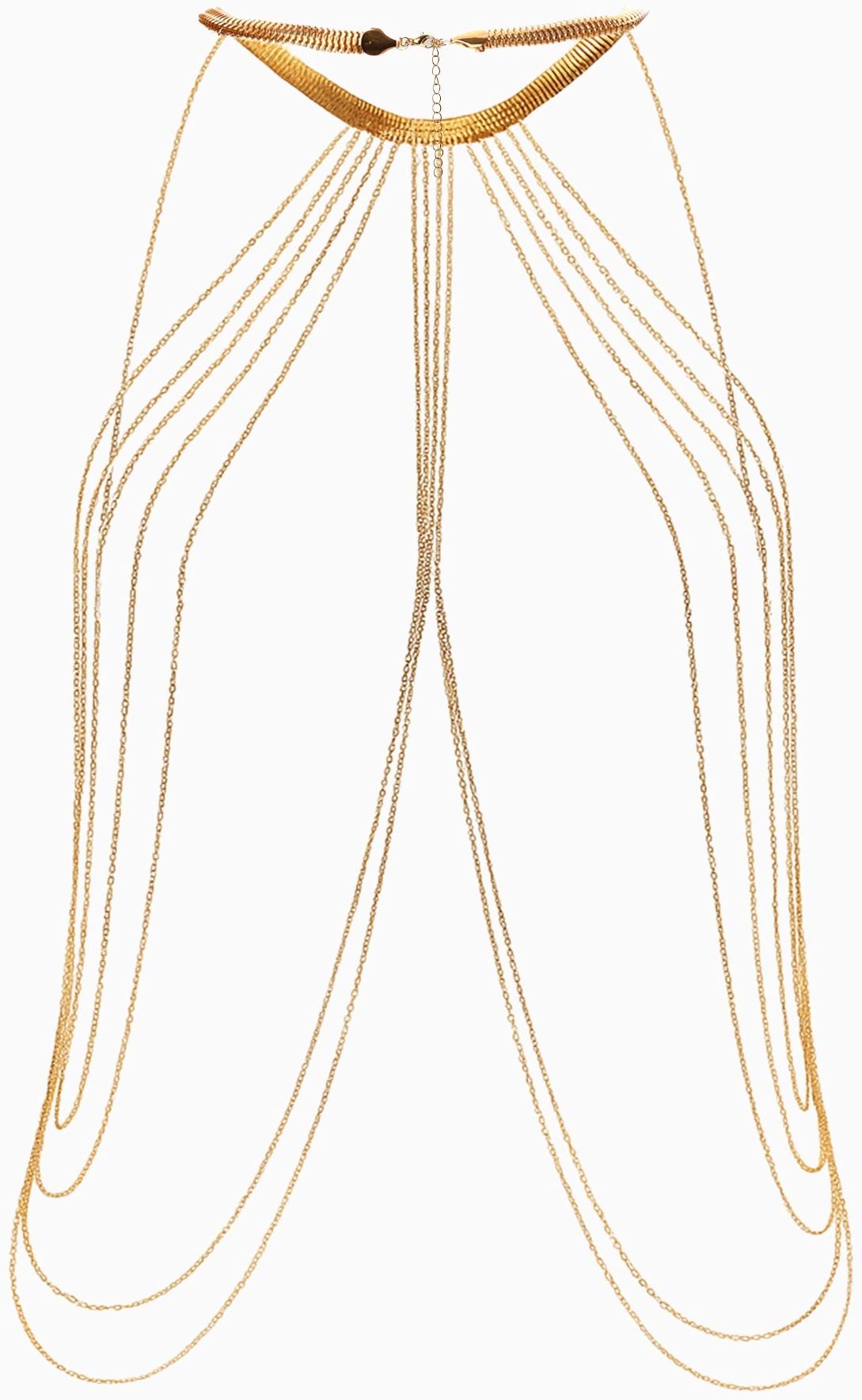 Бодичейн на тело, цепочки, 55 см, цвет золото