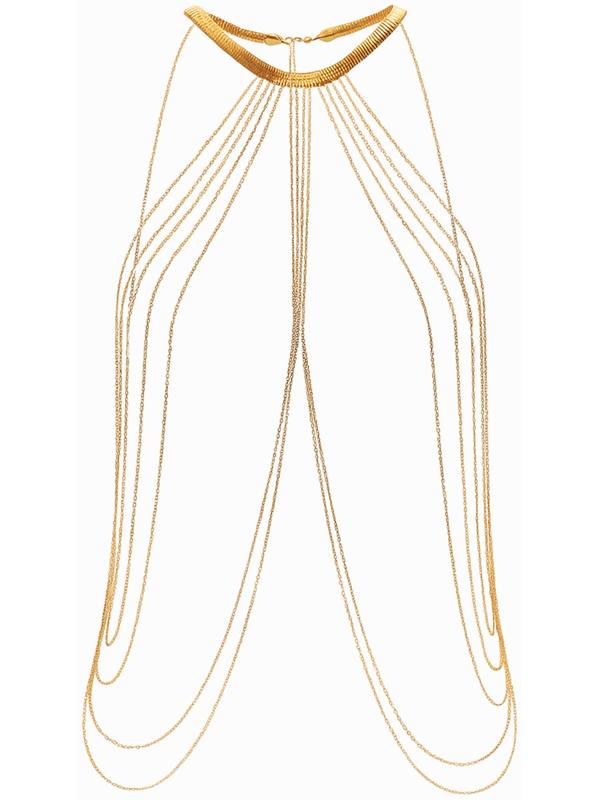 Бодичейн на тело, цепочки, 55 см, цвет золото