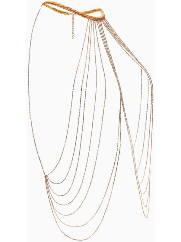 Бодичейн на тело, цепочки, 55 см, цвет золото