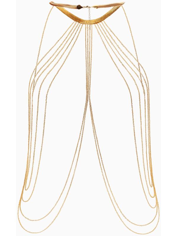 Бодичейн на тело, цепочки, 55 см, цвет золото