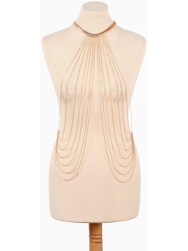 Бодичейн на тело, цепочки, 55 см, цвет золото