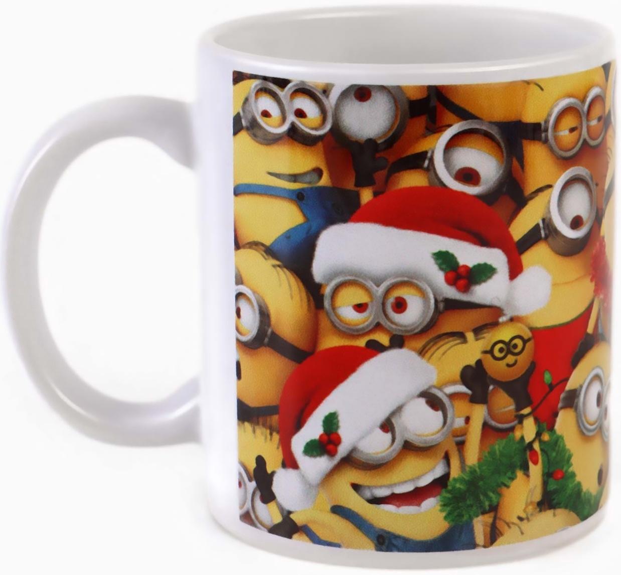 Кружка новогодняя сублимация 320 мл, Миньоны