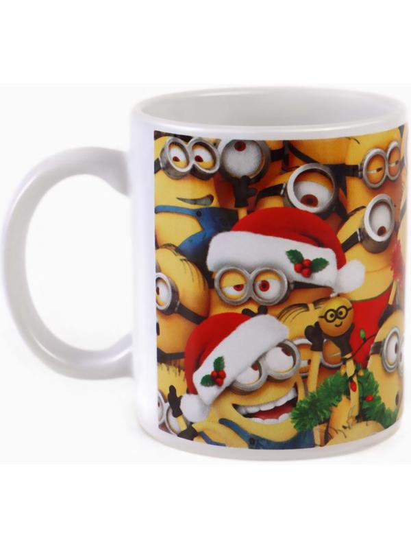 Кружка новогодняя сублимация 320 мл, Миньоны