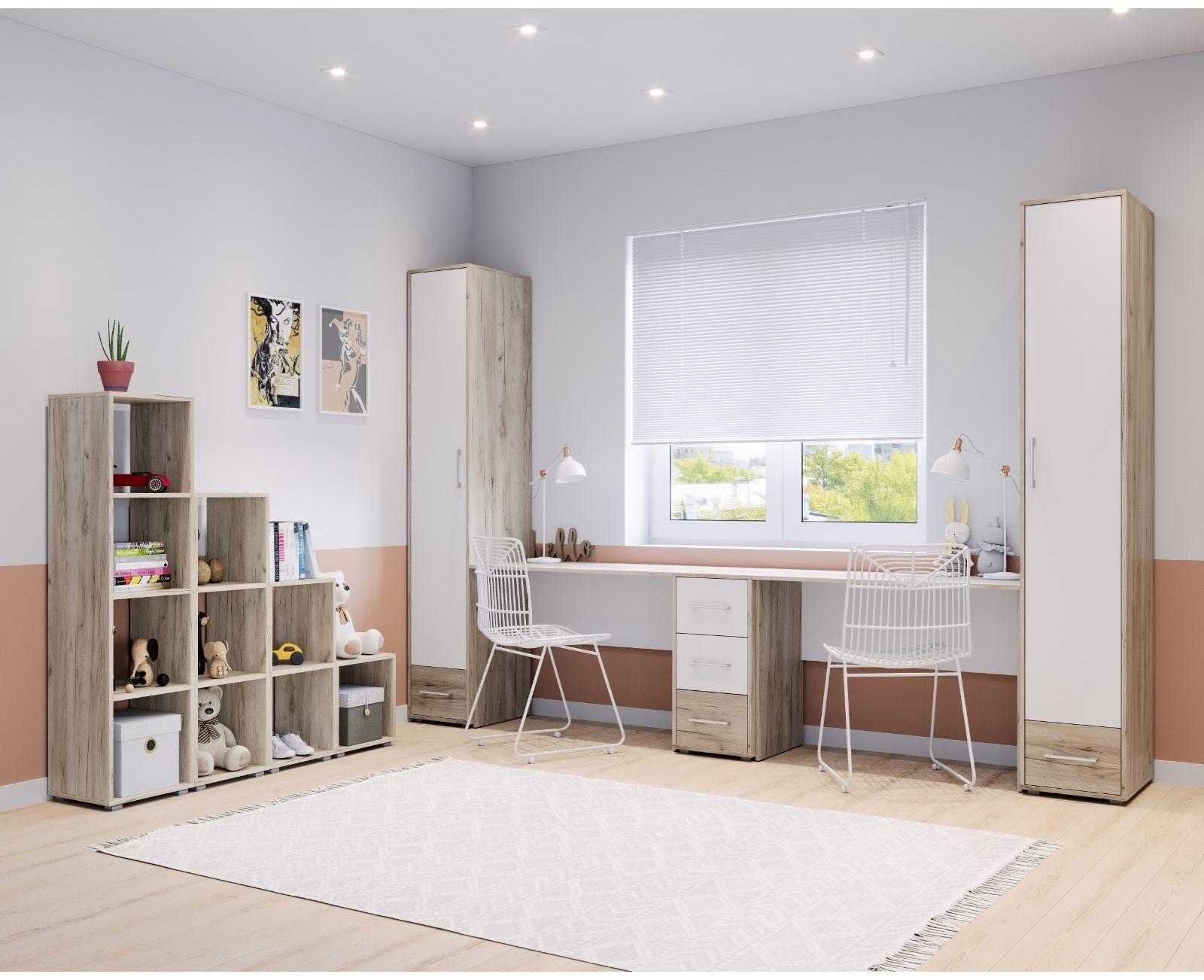 Тумба напольная «Оливия О62», 350×470×720 мм, цвет дуб серый/белый