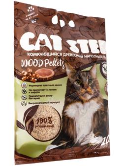 Наполнитель комкующийся растительный Wood Pellets, 10 л, CAT STEP