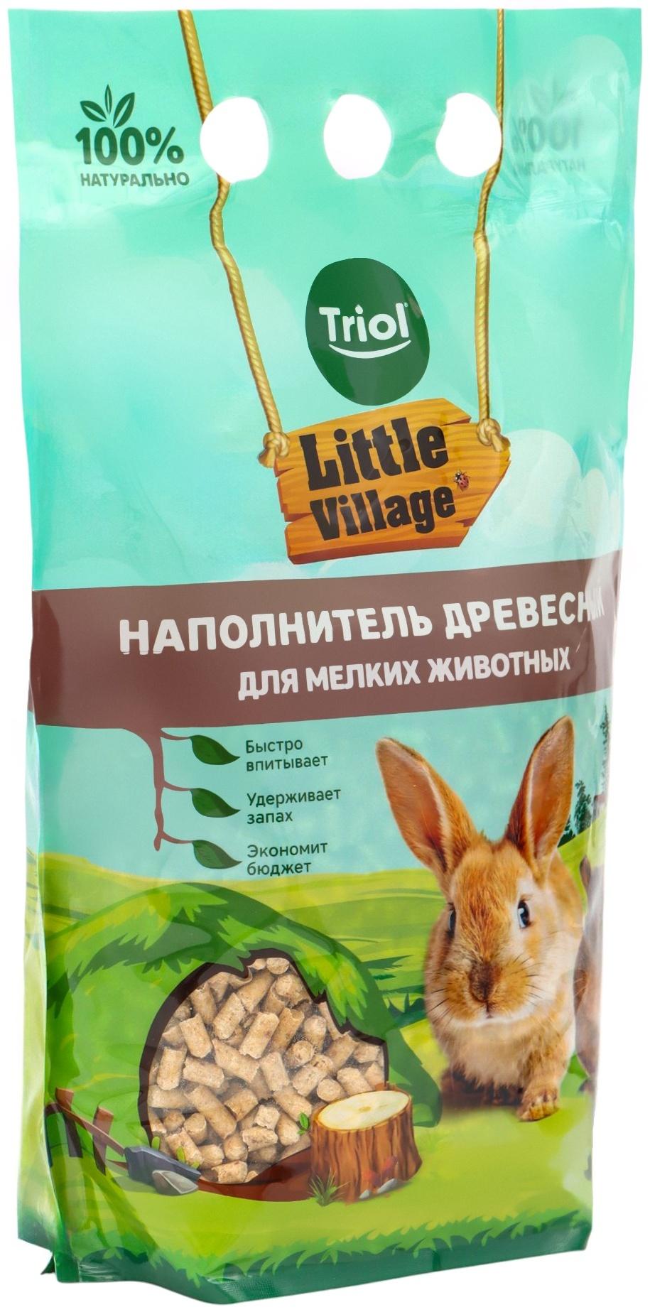 Наполнитель для мелких животных древесный 6 мм, 3 л, LITTLE VILLAGE-Triol