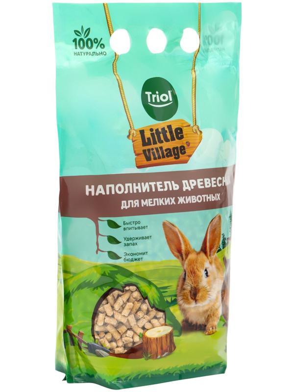 Наполнитель для мелких животных древесный 6 мм, 3 л, LITTLE VILLAGE-Triol
