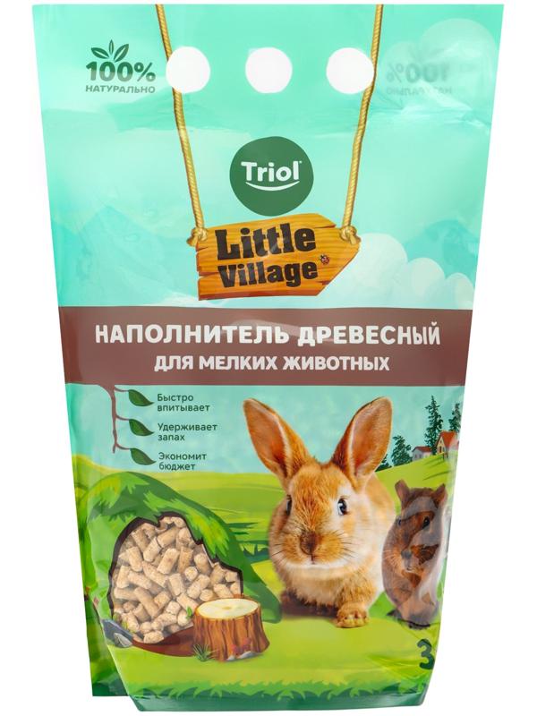 Наполнитель для мелких животных древесный 6 мм, 3 л, LITTLE VILLAGE-Triol