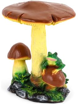 Садовая фигура из полистоуна «Гриб тройной с лягушкой», h=35 см