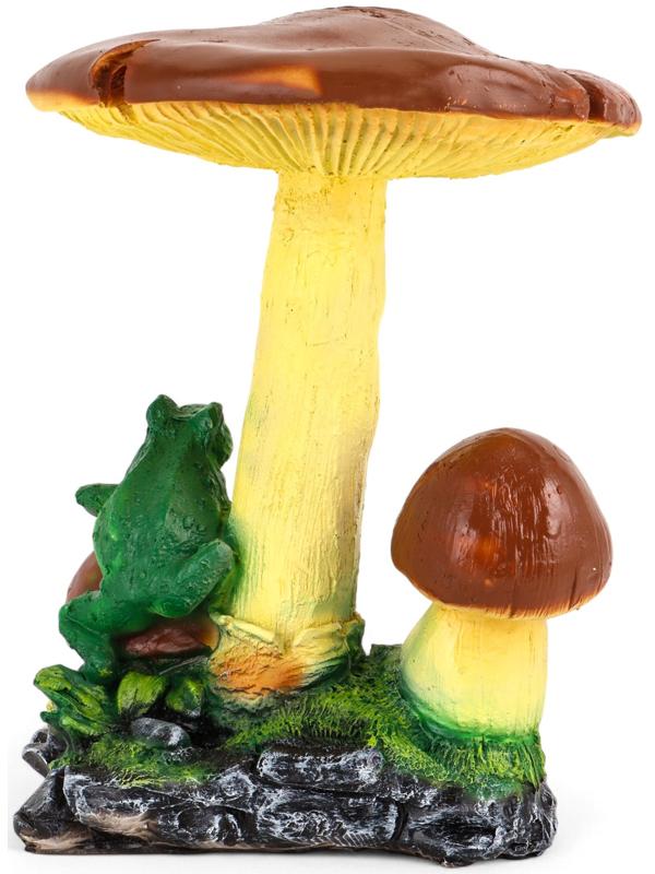 Садовая фигура из полистоуна «Гриб тройной с лягушкой», h=35 см