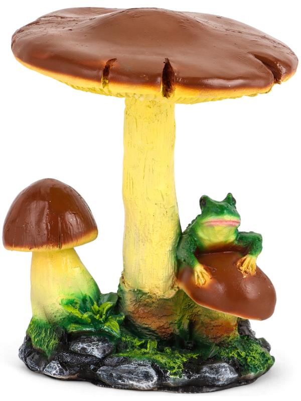 Садовая фигура из полистоуна «Гриб тройной с лягушкой», h=35 см