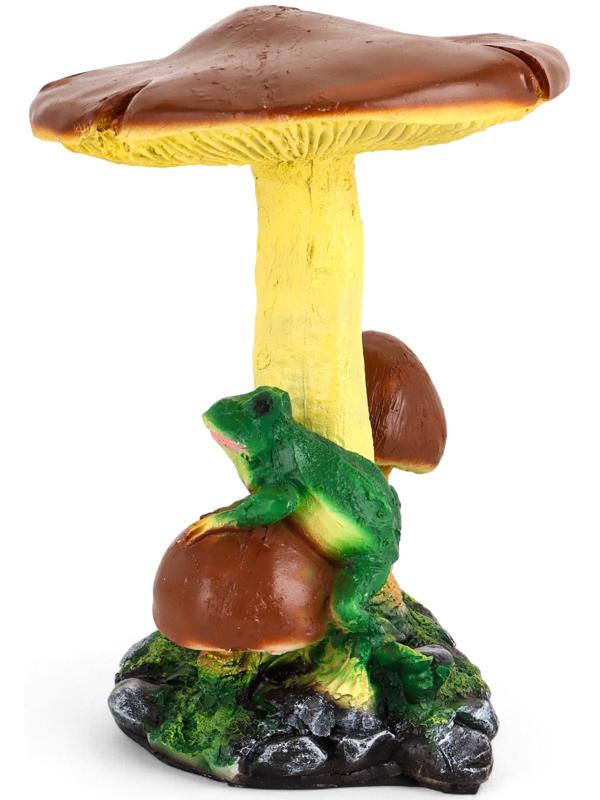 Садовая фигура из полистоуна «Гриб тройной с лягушкой», h=35 см