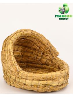 Гнездо для птиц плетёное из соломы, полузакрытое 15×10×10 см