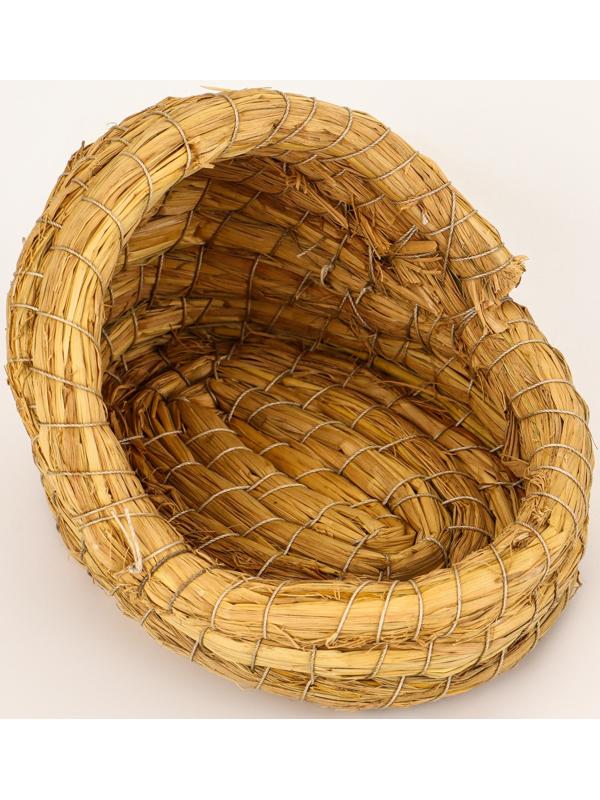 Гнездо для птиц плетёное из соломы, полузакрытое 15×10×10 см
