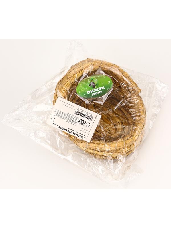 Гнездо для птиц плетёное из соломы, полузакрытое 15×10×10 см