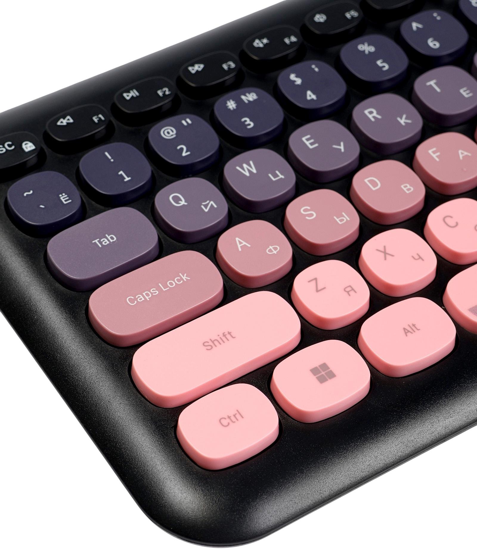 Комплект клавиатура и мышь Smartbuy SBC-666395AG-KP, беспроводной, USB, 1хАА, чёрно-розовый