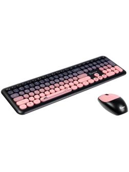 Комплект клавиатура и мышь Smartbuy SBC-666395AG-KP, беспроводной, USB, 1хАА, чёрно-розовый
