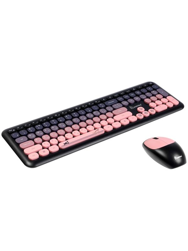 Комплект клавиатура и мышь Smartbuy SBC-666395AG-KP, беспроводной, USB, 1хАА, чёрно-розовый