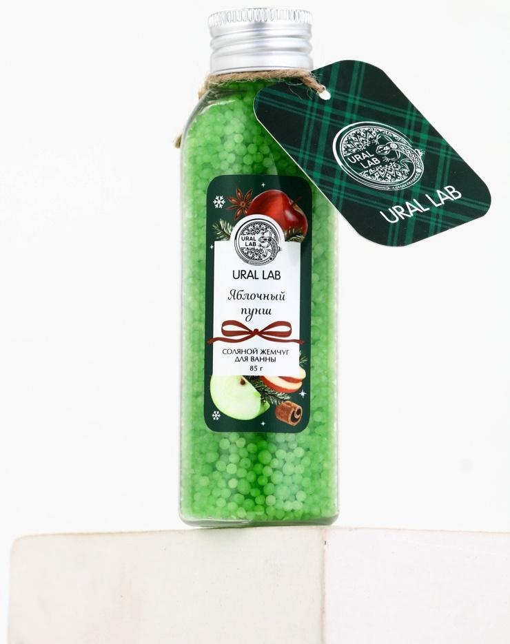 URAL LAB Жемчуг для ванны во флаконе, 85 г, аромат яблочный пунш, URAL LAB
