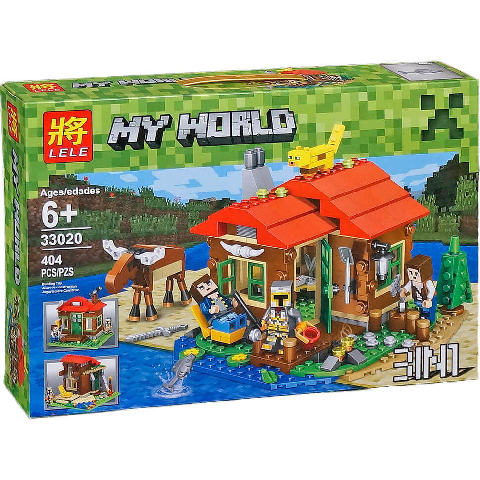 Конструктор Minecraft «Охотничий домик на берегу озера» 33020 (31048), 404 детали