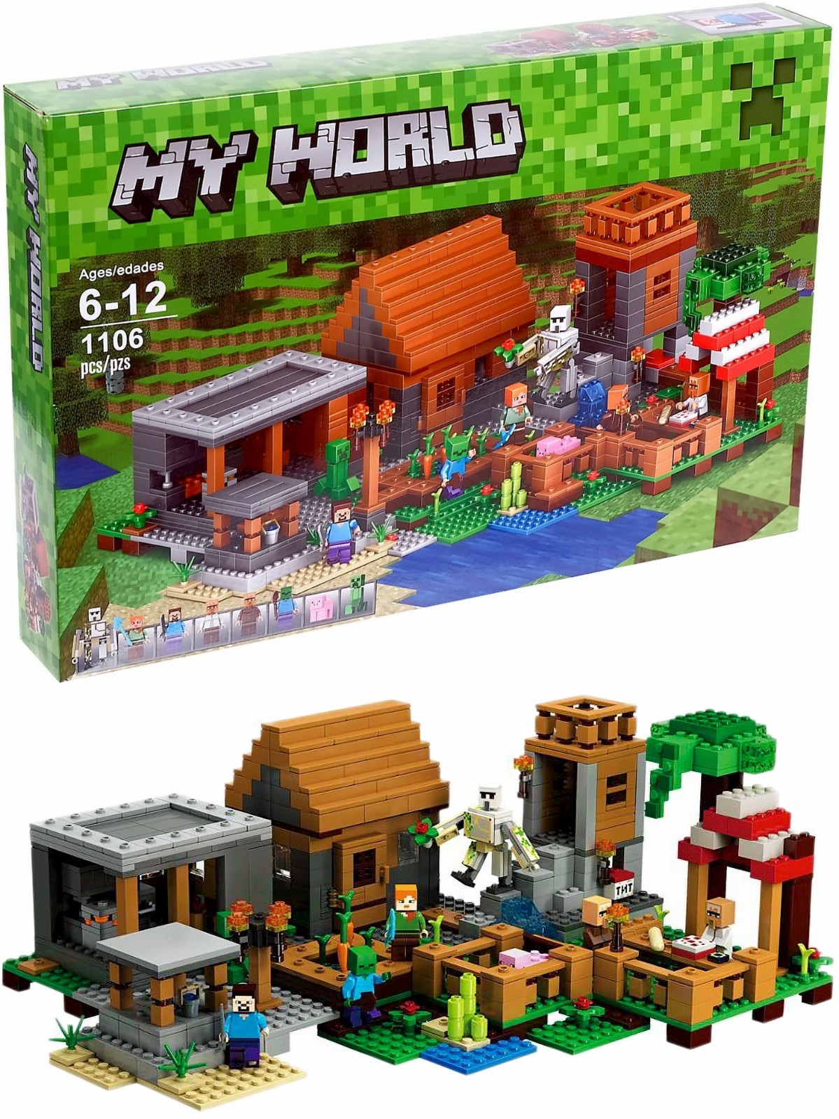 Конструктор PRCK Minecraft «Деревня» 63021 / 1106 деталей