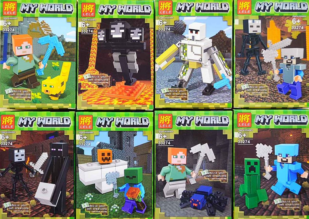 Минифигурки Minecraft «Герои Майнкрафт в Подземелье» 33274 (Совместимый с ЛЕГО), 8 видов